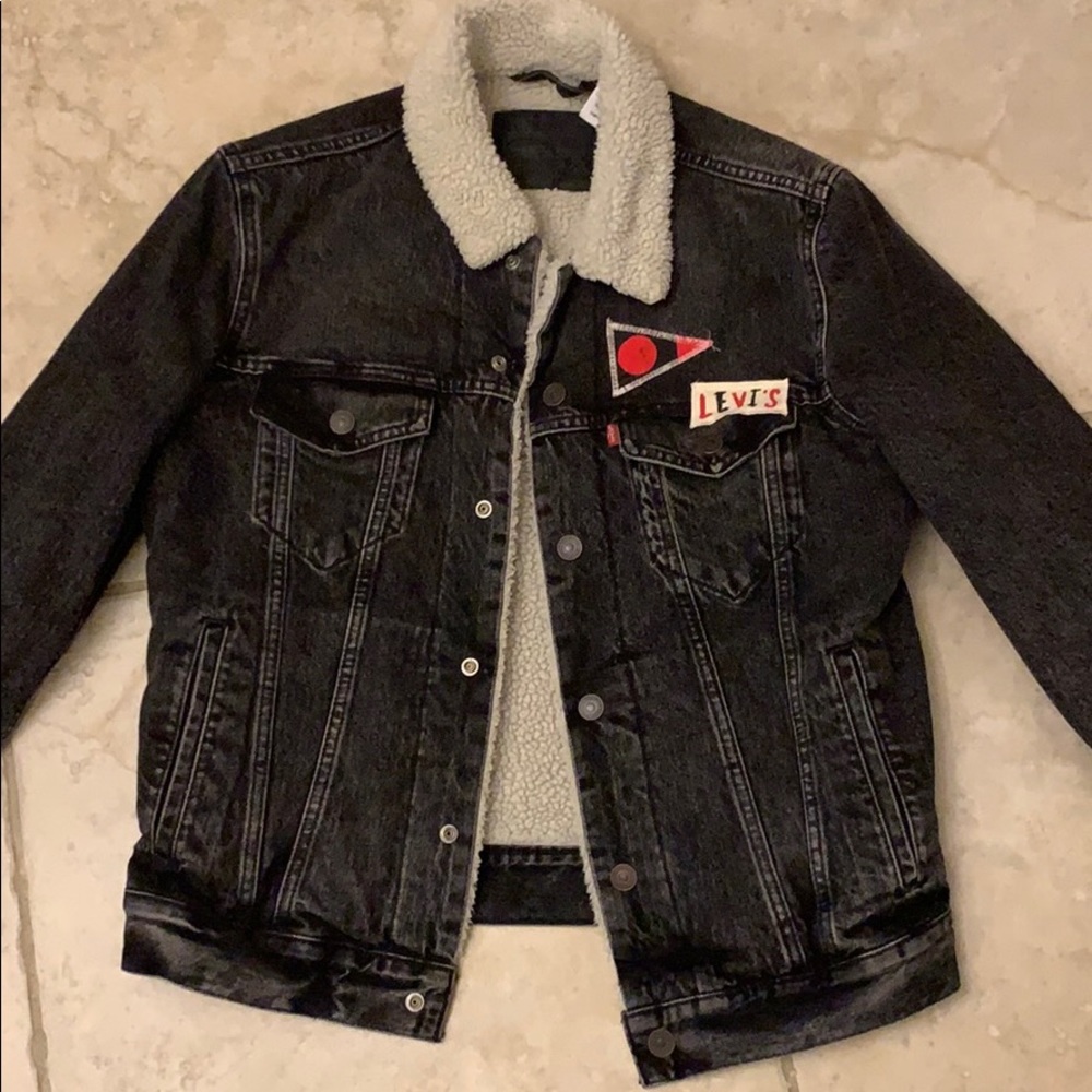 🔥 LEVIS 🔥 gray black denim trucker